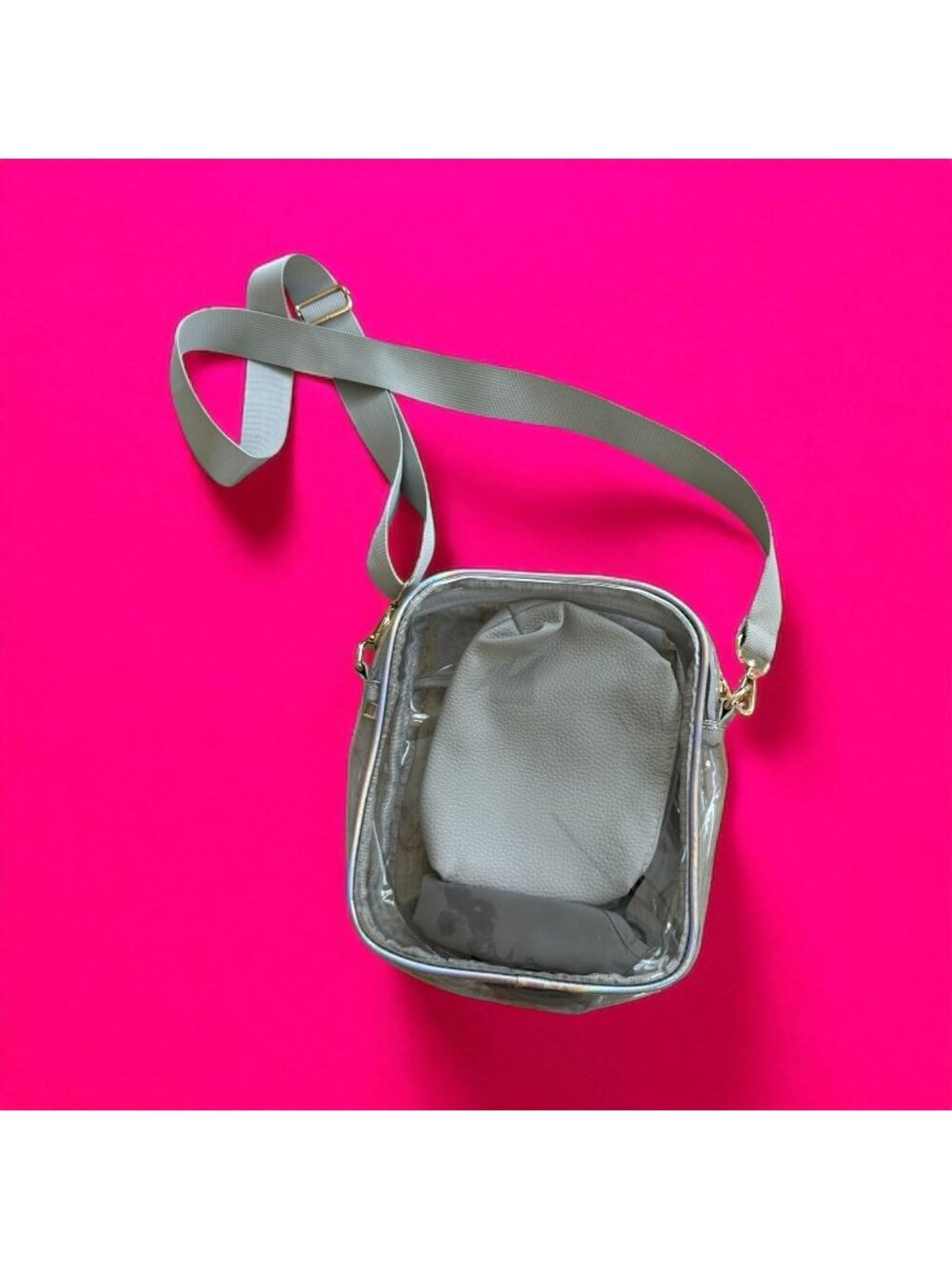 GRAY Unisex Clear Stadium Adjustable Crossbody Bag
